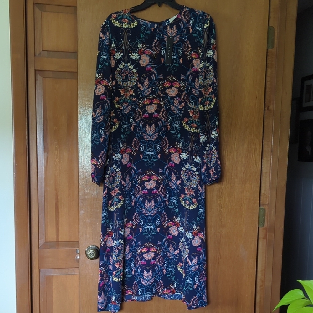Madeline Pink and Green Bishop Sleeve Sundress